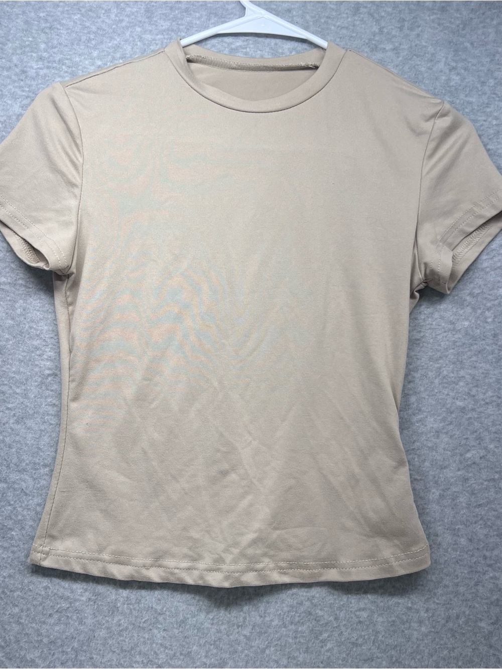 SHEIN Short Sleeve Crewneck Tee in Beige